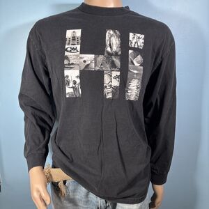 Hawaiian Style Surfer Logo HI Collage Black T Shirt (Men’s L) Graphic Tee